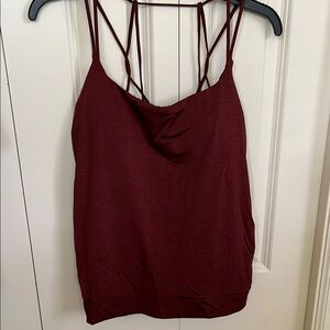 Athleta Burgundy strappy tankini top.